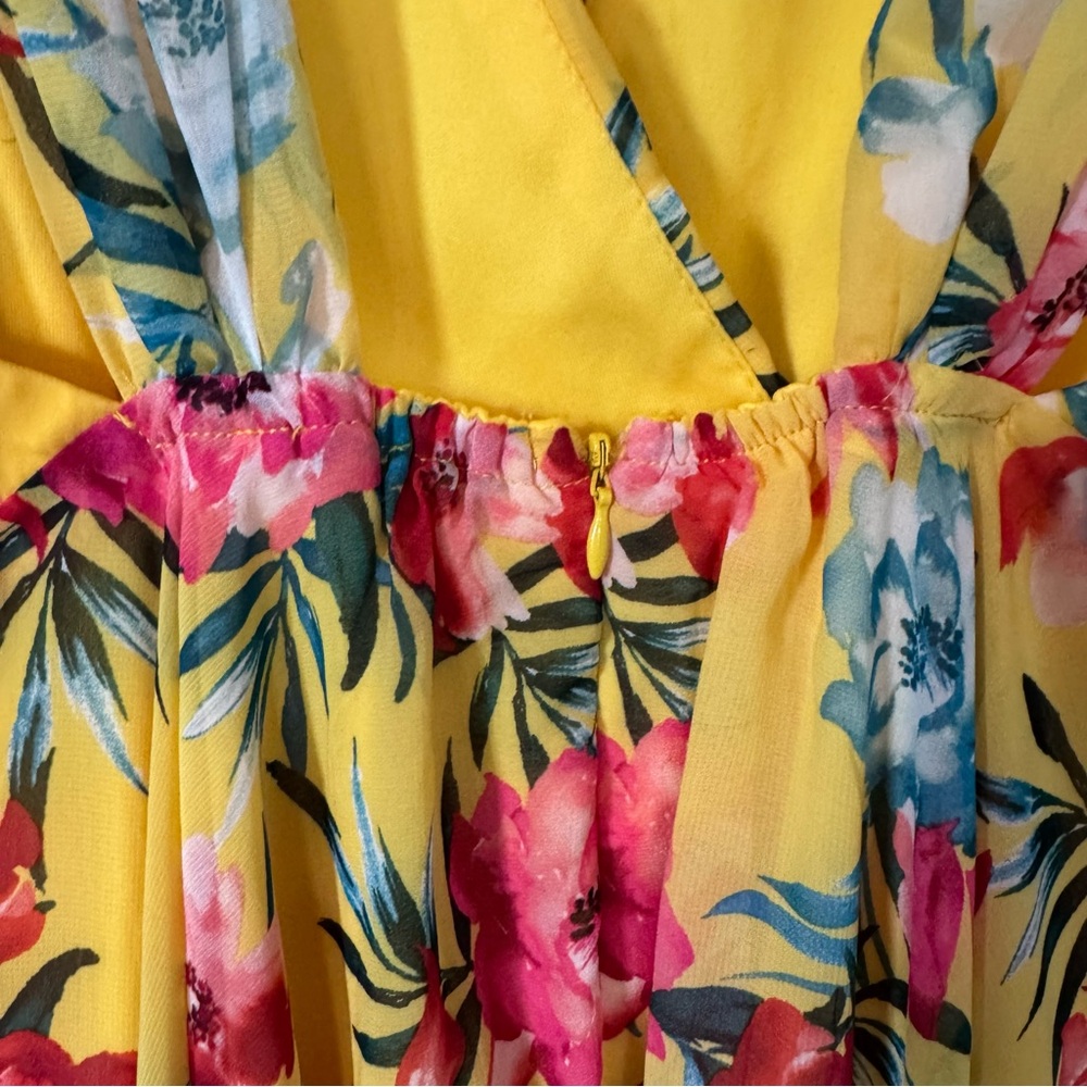 Lulu's Tropic Wonder Yellow Floral Midi Dress Womens Size Large - Picture 7 of 16